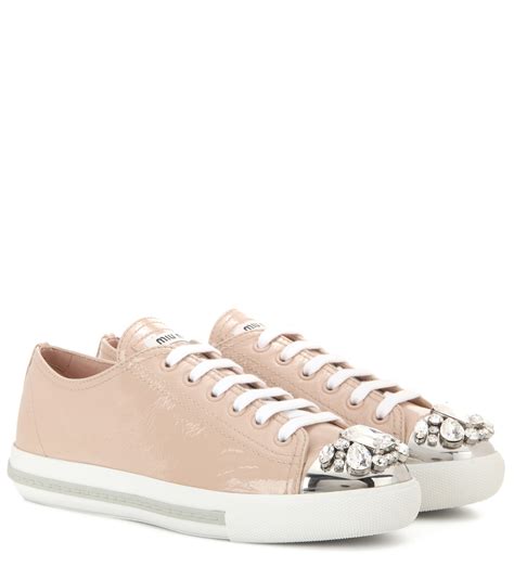 miu miu crystal-embellished patent leather sneakers|Patent Leather Crystal Embellishments Sneakers .